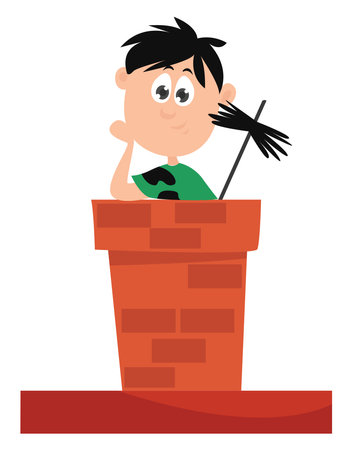 Chimney sweep, illustration, vector on white background.のイラスト素材