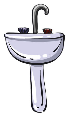 Blue washbasin, illustration, vector on white background.のイラスト素材
