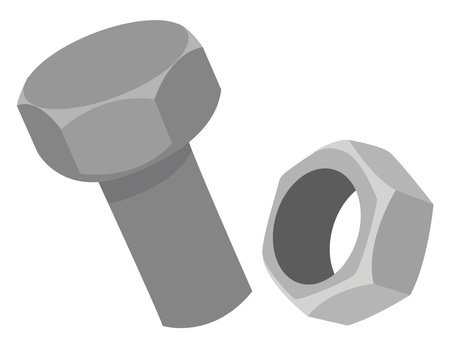 Bolt and nut, illustration, vector on white background.のイラスト素材