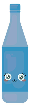 Bottle of water, illustration, vector on white background.のイラスト素材