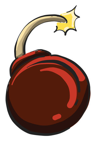 Brown bomb, illustration, vector on white background.のイラスト素材