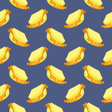 Bread and cheese,seamless pattern on dark blue background.のイラスト素材