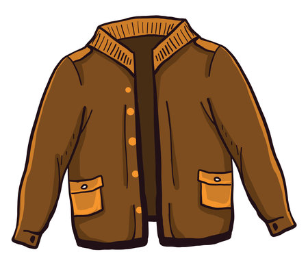 Brown jacket, illustration, vector on white background.のイラスト素材