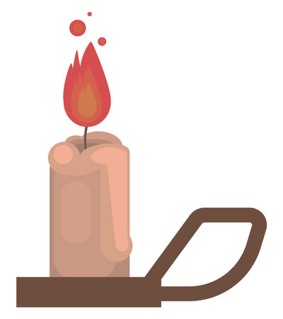 Burning candle, illustration, vector on white background.のイラスト素材