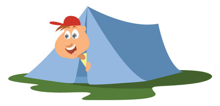 Camping trip, illustration, vector on white background.のイラスト素材