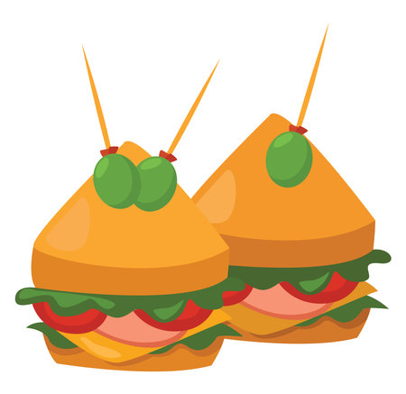 Big sandwich, illustration, vector on white background.のイラスト素材