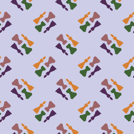 Chess figures,seamless pattern on light blue background.のイラスト素材