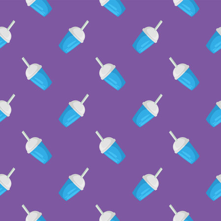 Blue water cup,seamless pattern on dark purple background.のイラスト素材