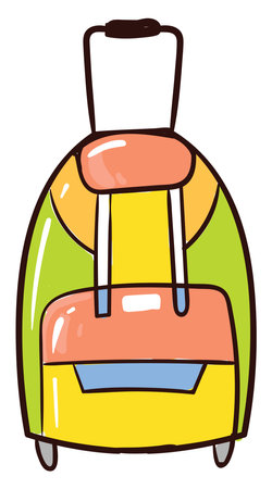 Colorful suitcase, illustration, vector on white background.のイラスト素材