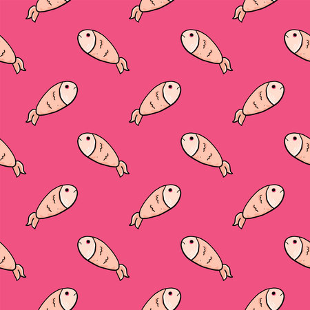 Little fish,seamless pattern on hot pink background.のイラスト素材