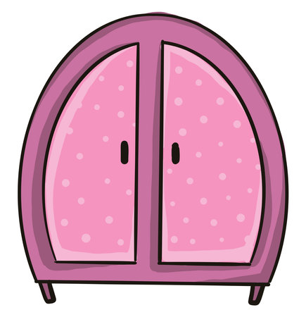 Pink wardrobe, illustration, vector on white background.のイラスト素材