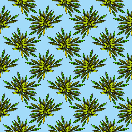 Miniature leaves,seamless pattern on blue background.の写真素材