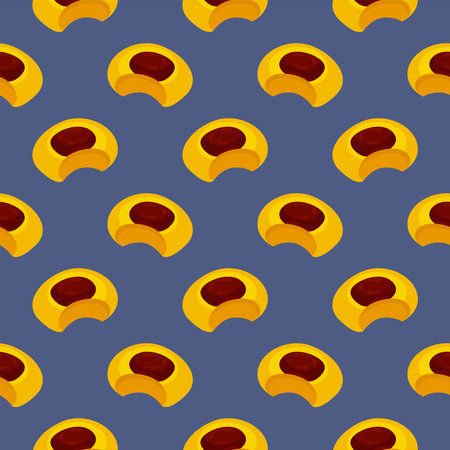 Bitten cookie,seamless pattern on dark purple background.のイラスト素材