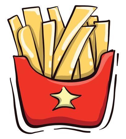 French fries, illustration, vector on white background.のイラスト素材