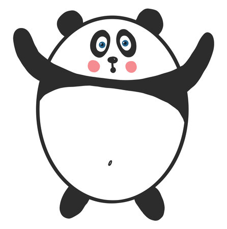 Fat panda, illustration, vector on white background.のイラスト素材