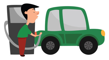 Filling the car, illustration, vector on white background.のイラスト素材