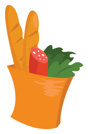 Grocery bag, illustration, vector on white background.のイラスト素材