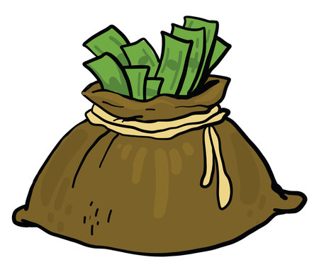 Money in a bag, illustration, vector on white background.のイラスト素材