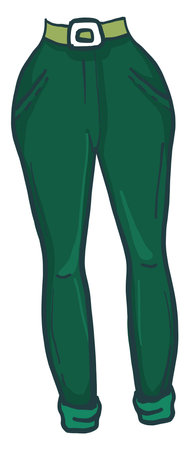 Green skinny pants, illustration, vector on white background.のイラスト素材