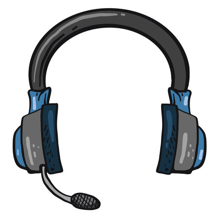 Blue headphones, illustration, vector on white background.のイラスト素材
