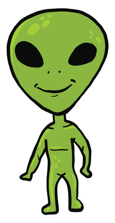 Alien with a happy face, illustration, vector on white background.のイラスト素材