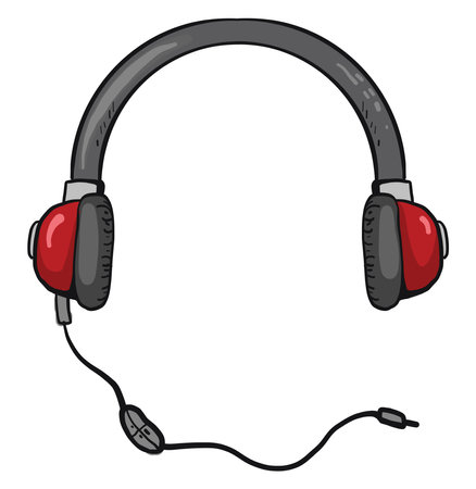 Red headphones, illustration, vector on white background.のイラスト素材