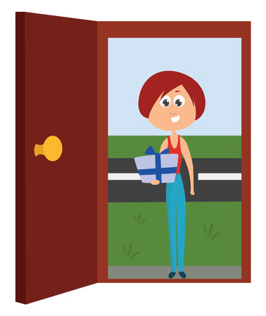 Guest in the house, illustration, vector on white background.のイラスト素材