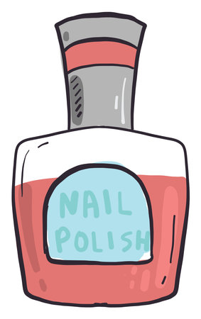Pink nail polish bottle, illustration, vector on white background.のイラスト素材