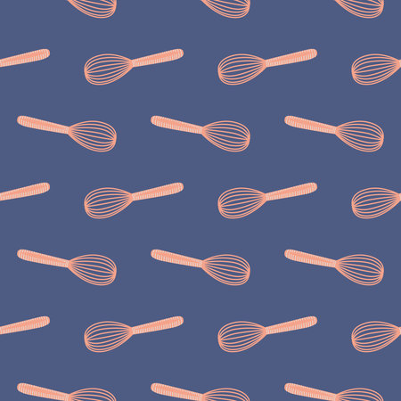 Kitchen whisk,seamless pattern on dark blue background.のイラスト素材