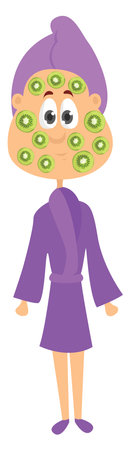 Kiwi face mask, illustration, vector on white background.のイラスト素材