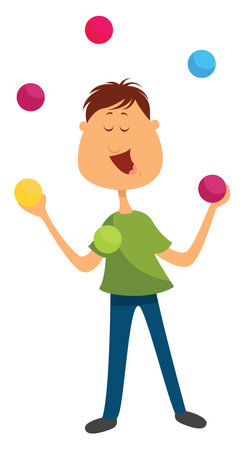 Male juggler, illustration, vector on white background.のイラスト素材