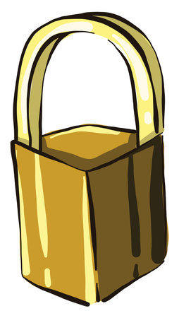 Golden lock, illustration, vector on white background.のイラスト素材