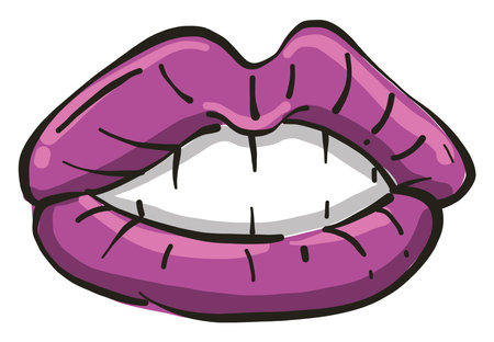 Purple lips, illustration, vector on white background.のイラスト素材