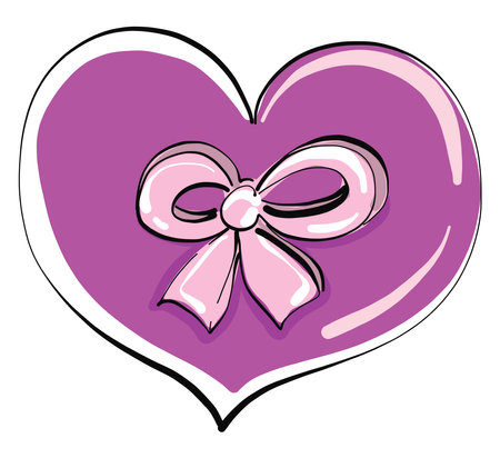 Purple present heart, illustration, vector on white background.のイラスト素材