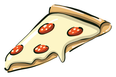 Pizza slice, illustration, vector on white background.のイラスト素材