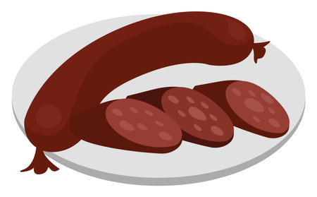 Tasty sausage, illustration, vector on white background.のイラスト素材