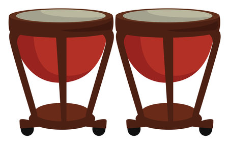 Brown timpani, illustration, vector on white background.のイラスト素材