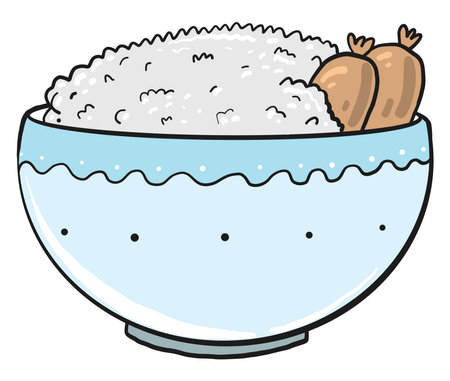 Rice dish, illustration, vector on white background.のイラスト素材