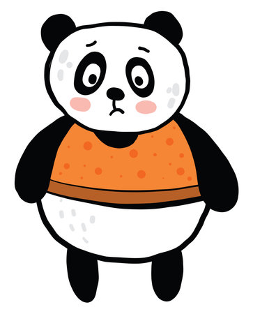 Fat panda in a sweater, illustration, vector on white background.のイラスト素材