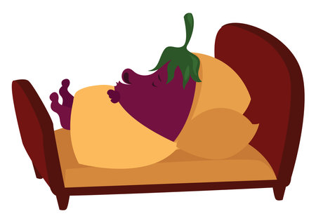 Sleeping eggplant, illustration, vector on white background.のイラスト素材