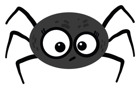 Scared black spider, illustration, vector on white background.のイラスト素材