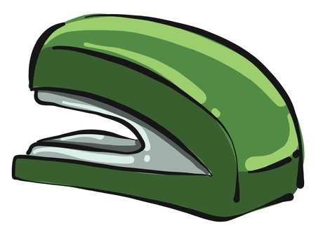 Green office stapler, illustration, vector on white background.のイラスト素材