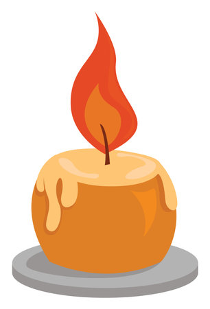 Burning candle, illustration, vector on white background.のイラスト素材