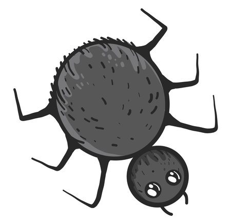 Cute black spider, illustration, vector on white background.のイラスト素材