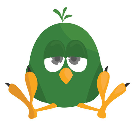 Tired green bird, illustration, vector on white background.のイラスト素材