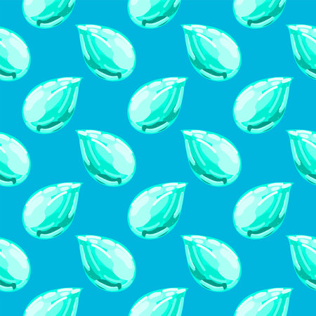 Blue water drops,seamless pattern on blue background.のイラスト素材
