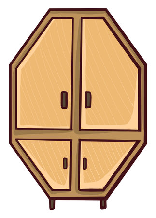 Weird wooden wardrobe, illustration, vector on white background.のイラスト素材