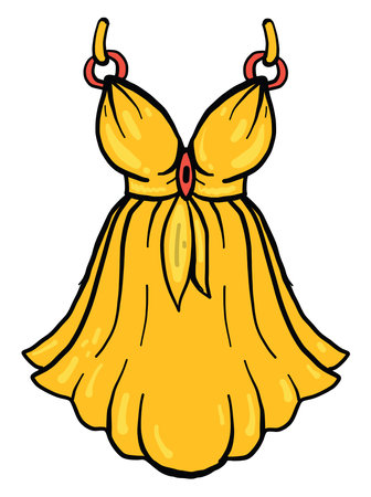 Yellow night dress, illustration, vector on white background.のイラスト素材