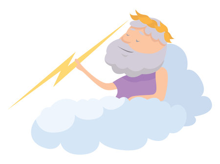 Zeus with lightning, illustration, vector on white background.のイラスト素材