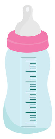 Pink baby bottle, illustration, vector on white backgroundのイラスト素材